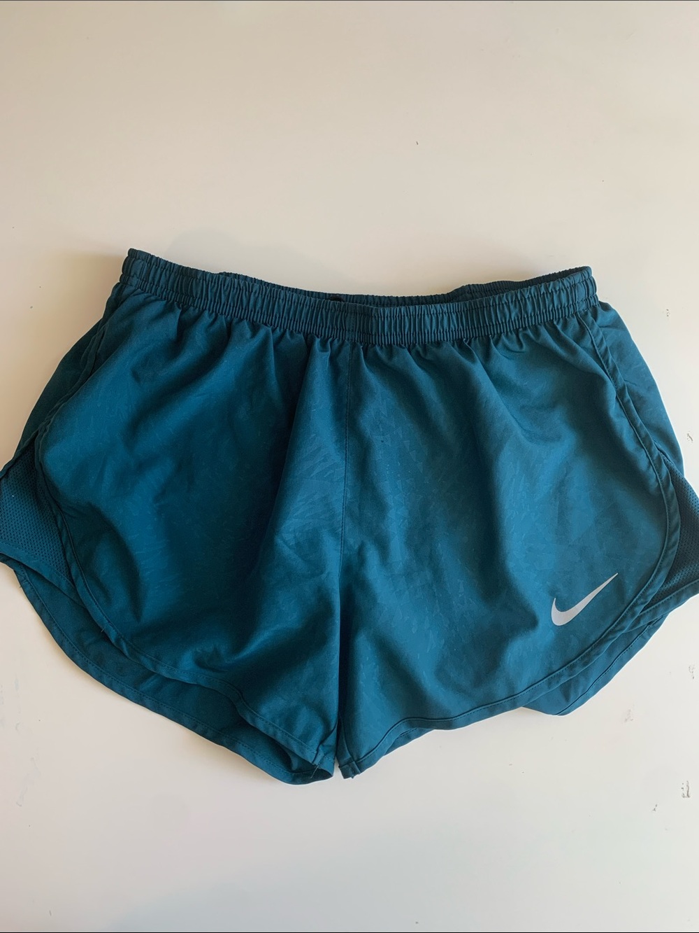 Nike Women's Teal Running Shorts with Reflective Swoosh